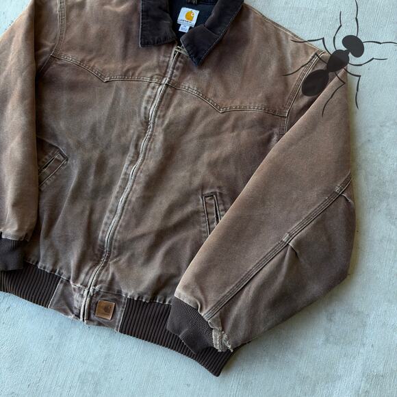 Vintage Y2K Carhartt J14 DKB faded brown work wear jacket - Picture 4 of 9